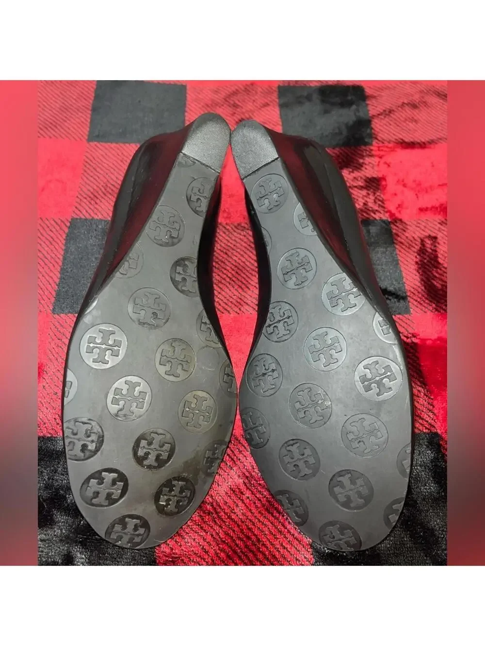 Tory Burch Leather Pumps 7M Black Gold Hardware